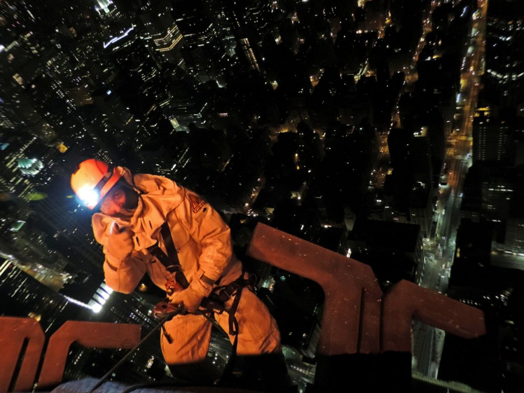 Alford Antenna Installation by technician Kevin on the Empire State Building